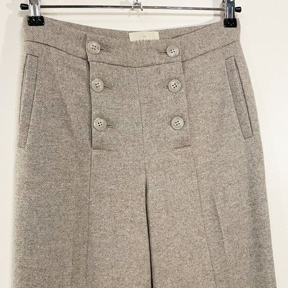 EUC Sezane Francesca Wool Blend Herringbone Button Wide Leg Trousers 36, 4 - Picture 5 of 9